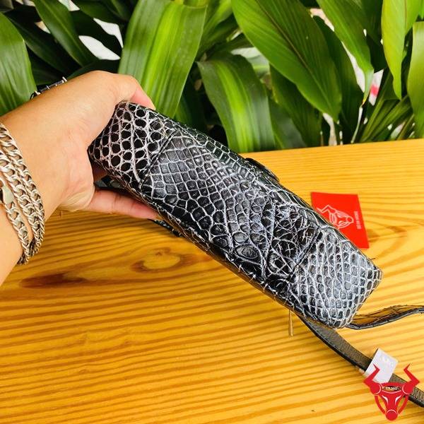 Túi đeo bụng da cá sấu TTL06 màu đen trắng cao cấp cho nam.
