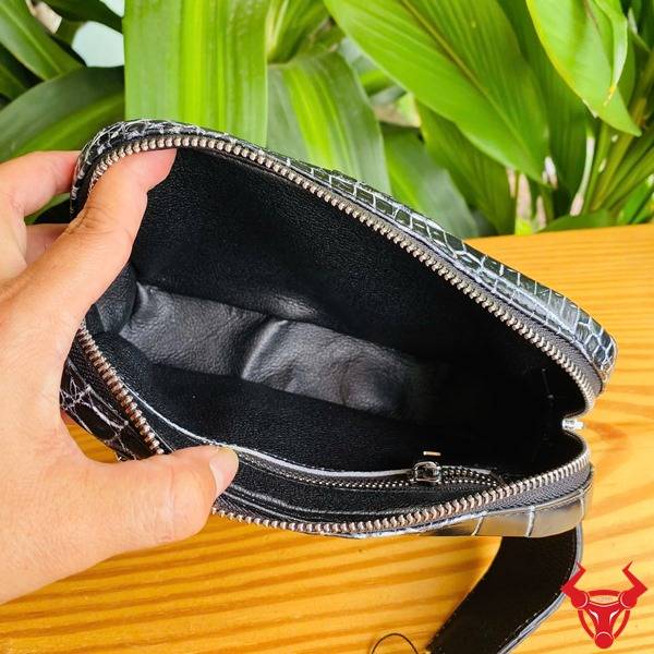 Túi đeo bụng da cá sấu TTL06 màu đen trắng sang trọng, thời trang.