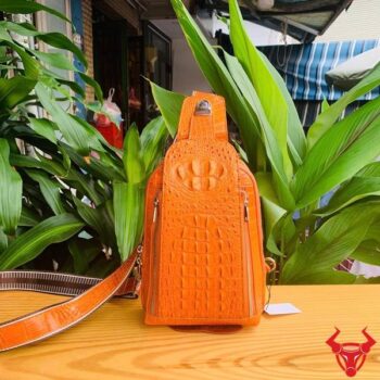Túi Đeo Trước Ngực Nam Da Cá Sấu Gù TTL05 Màu Vàng Cam