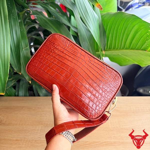 Túi Clutch Nam Da Cá Sấu Màu Đỏ Thời Trang Cao Cấp Túi clutch nam da bụng cá sấu CBFA8 dành cho doanh nhân.