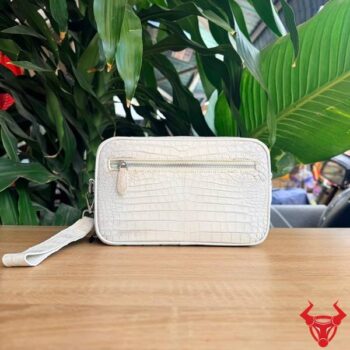Túi Clutch Cầm Tay Nam Da Bụng Cá Sấu CBFA8 Màu Bạch Tạng