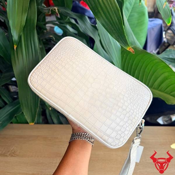 Túi clutch cầm tay da cá sấu CBFA8 màu bạch tạng đẳng cấp.