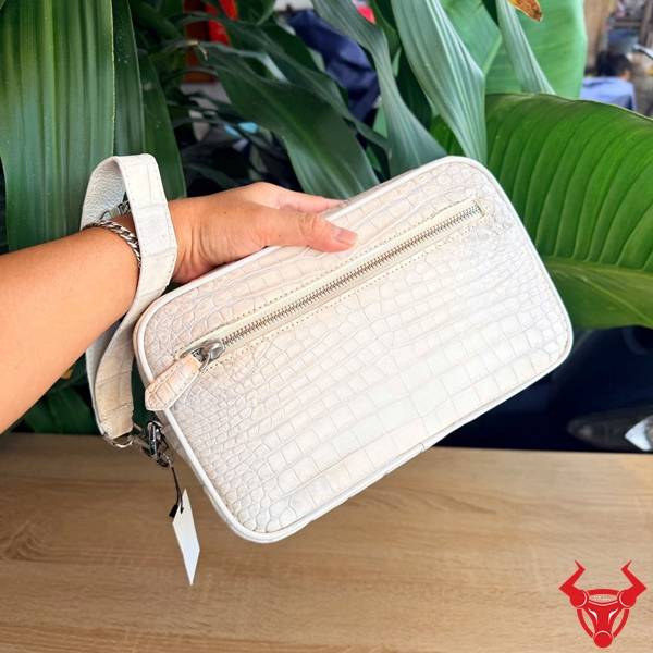 Túi clutch nam da bụng cá sấu CBFA8 thủ công cao cấp.